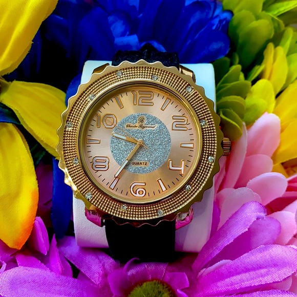 Other - NEW*MEN black silicon gold two tone big face watch